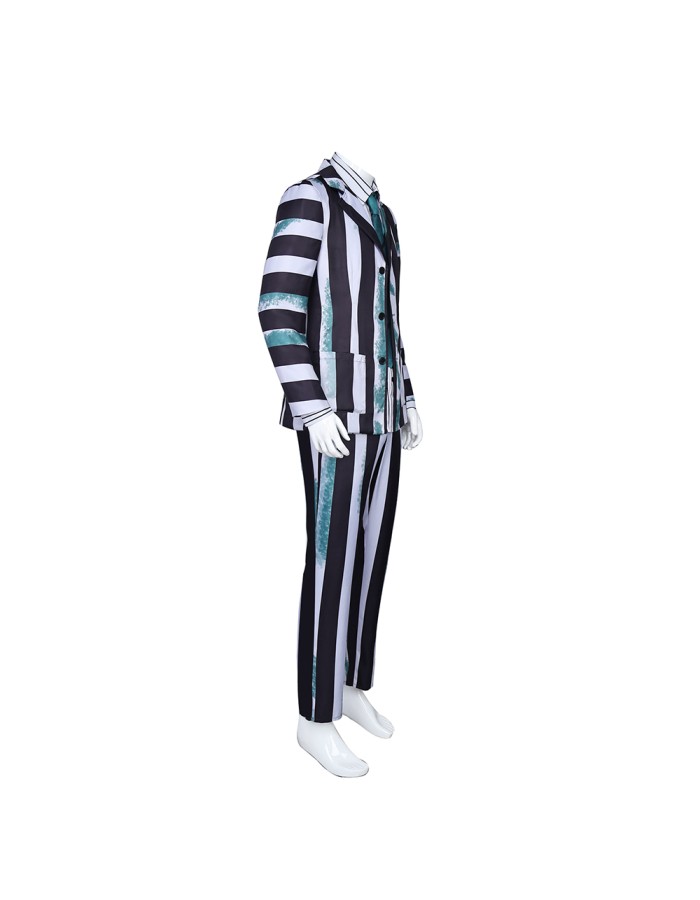 New Underworld Suit Costume Cosplay Black And White Striped Mage Dress Horror Halloween A178
