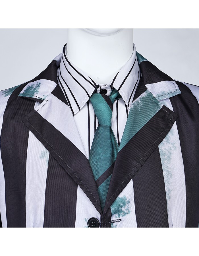 New Underworld Suit Costume Cosplay Black And White Striped Mage Dress Horror Halloween A178