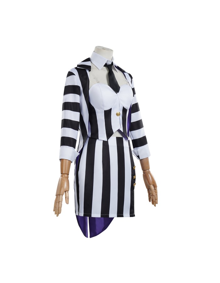 New Underworld Suit Costume Cosplay Black And White Striped Mage Dress Horror Halloween A178