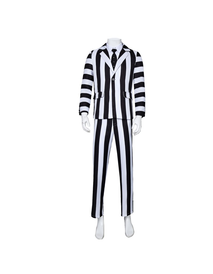 New Underworld Suit Costume Cosplay Black And White Striped Mage Dress Horror Halloween A178