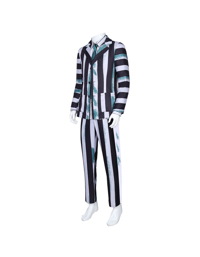 New Underworld Suit Costume Cosplay Black And White Striped Mage Dress Horror Halloween A178