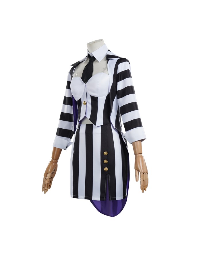 New Underworld Suit Costume Cosplay Black And White Striped Mage Dress Horror Halloween A178