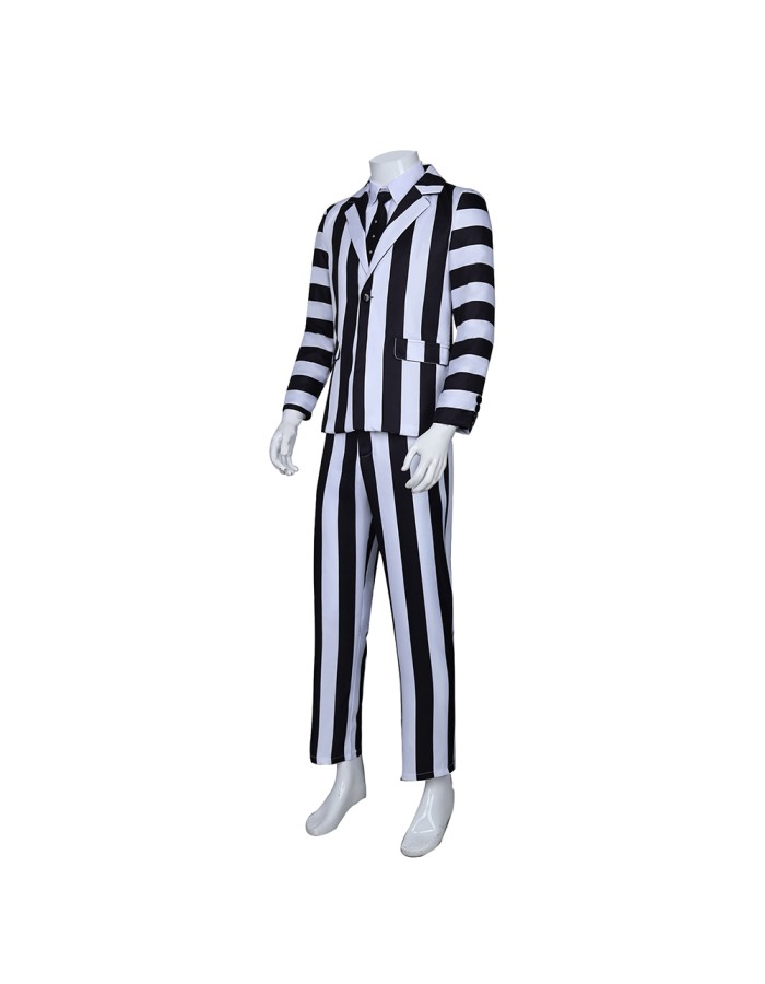 New Underworld Suit Costume Cosplay Black And White Striped Mage Dress Horror Halloween A178