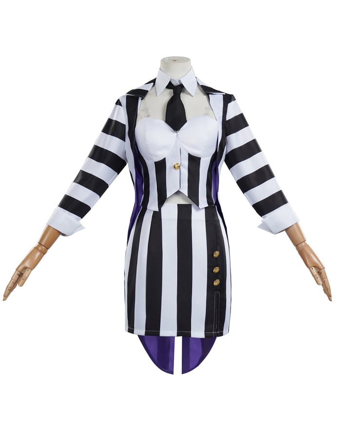 New Underworld Suit Costume Cosplay Black And White Striped Mage Dress Horror Halloween A178