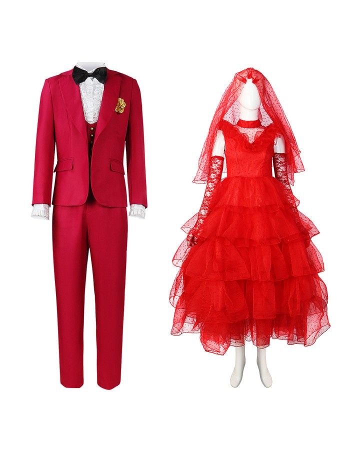 Underworld Dress Mage Cosplay Costume Red Wedding Suit Ghost Bride Horror Costume HW3069