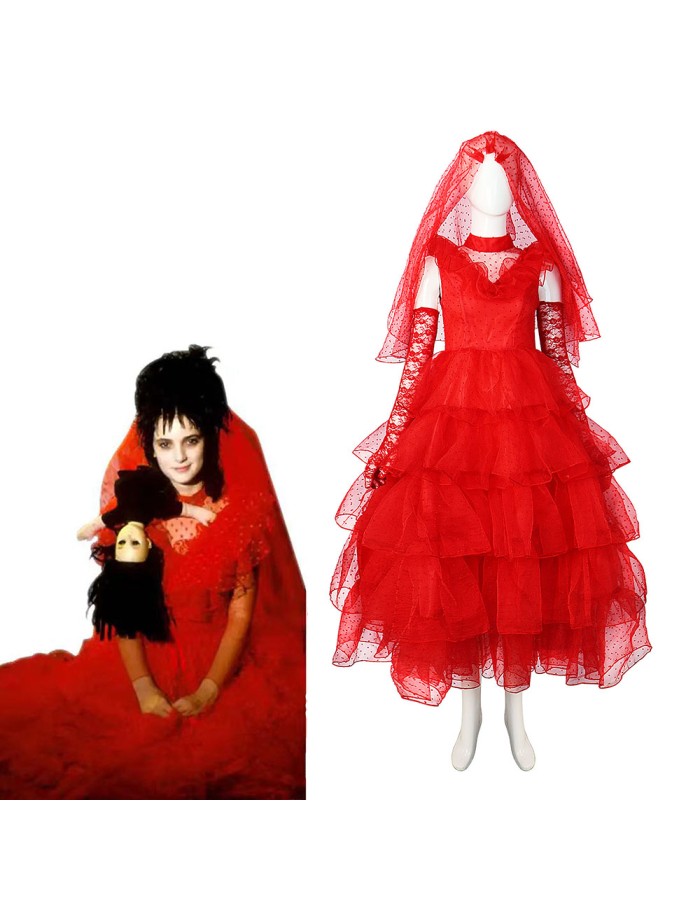 Underworld Dress Mage Cosplay Costume Red Wedding Suit Ghost Bride Horror Costume HW3069