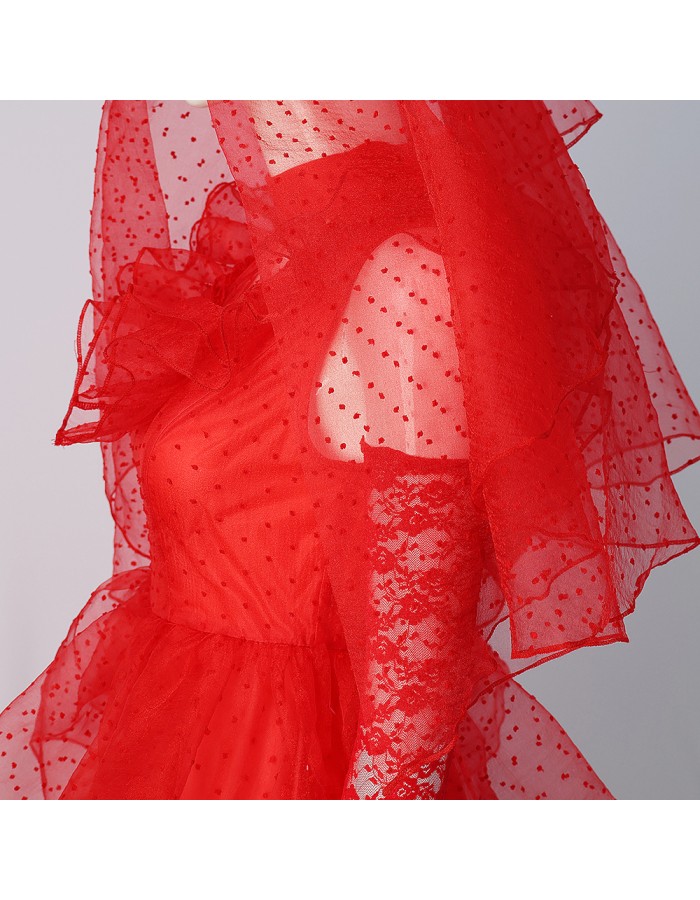 Underworld Dress Mage Cosplay Costume Red Wedding Suit Ghost Bride Horror Costume HW3069