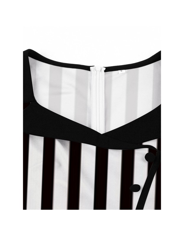 Striped Underworld Suit Slim Fit Collar Short Sleeved Cosplay Mage Costume Swing Dress MX5173 MX8228 MX8395