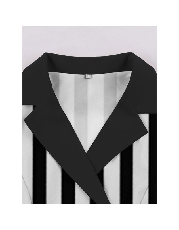 Striped Underworld Suit Slim Fit Collar Short Sleeved Cosplay Mage Costume Swing Dress MX5173 MX8228 MX8395