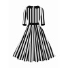 Striped Underworld Suit Slim Fit Collar Short Sleeved Cosplay Mage Costume Swing Dress MX5173 MX8228 MX8395