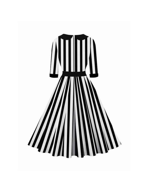 Striped Underworld Suit Slim Fit Collar Short Sleeved Cosplay Mage Costume Swing Dress MX5173 MX8228 MX8395
