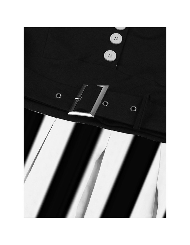 Striped Underworld Suit Slim Fit Collar Short Sleeved Cosplay Mage Costume Swing Dress MX5173 MX8228 MX8395