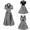 Striped Underworld Suit Slim Fit Collar Short Sleeved Cosplay Mage Costume Swing Dress MX5173 MX8228 MX8395