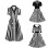 Striped Underworld Suit Slim Fit Collar Short Sleeved Cosplay Mage Costume Swing Dress MX5173 MX8228 MX8395