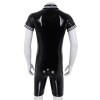 Plus Size Bodysuit Short Sleeve Men's PVC Bright Sexy Shorts Zipper Open Leather Jumpsuit SX0112