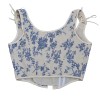 Lace-up Corset Vintage Large Orchid Print Bustier Crop Folded Waistcoat Blouse Corset SML21008