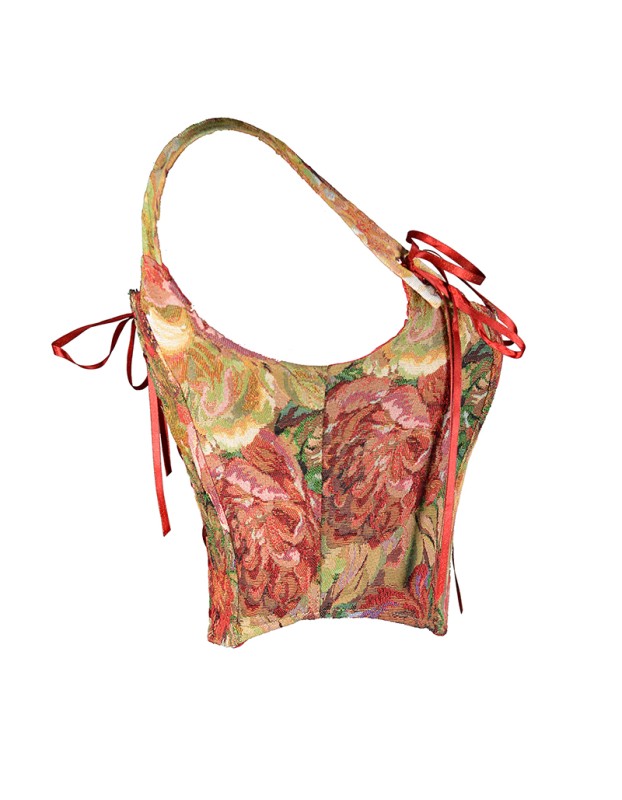 Double Vest Chest Top Butterfly Shoulder Strap Knot Ink Chrysanthemum Fishbone Corset SML1102