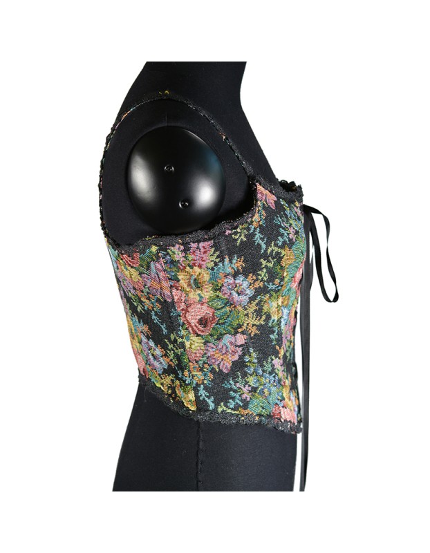 Vintage Bustier Oil Painting Jacquard Embroidery Halter Vest Fishbone Shapewear Lace Corset SML21738