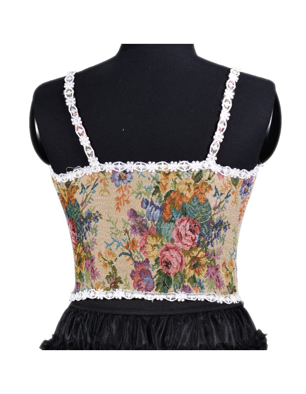 Vintage Bustier Oil Painting Jacquard Embroidery Halter Vest Fishbone Shapewear Lace Corset SML21738