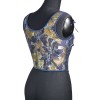 Blue Gold Flower Bustier Half Breast Leaf Print Vest Woman Vintage Chest Wrap Court Corset  SML388