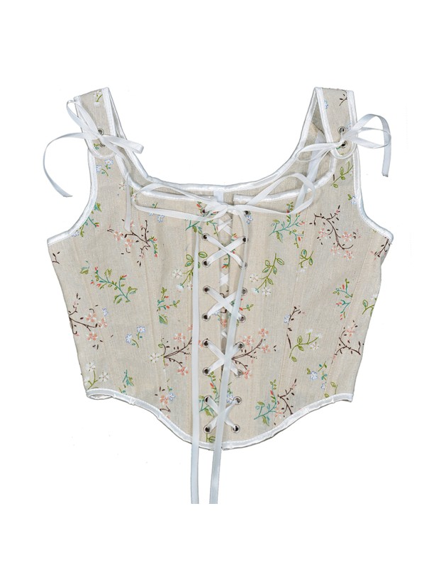 Sexy Women Corset Top French Bustier Small Floral Strap Fishbone Short Vest Bustier Crop SML21639