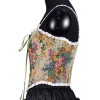 Vintage Bustier Oil Painting Jacquard Embroidery Halter Vest Fishbone Shapewear Lace Corset SML21738