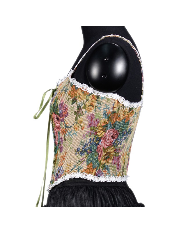Vintage Bustier Oil Painting Jacquard Embroidery Halter Vest Fishbone Shapewear Lace Corset SML21738