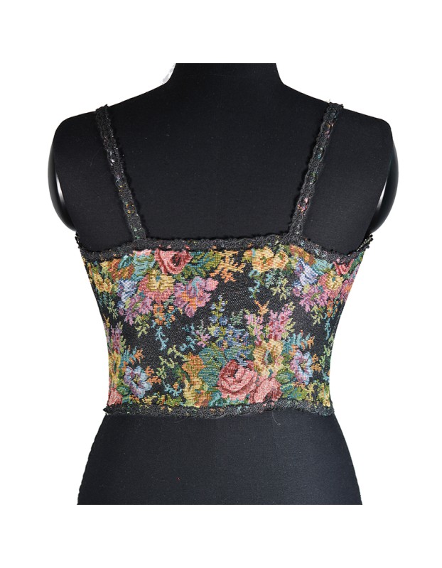 Vintage Bustier Oil Painting Jacquard Embroidery Halter Vest Fishbone Shapewear Lace Corset SML21738