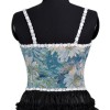 Vintage Bustier Oil Painting Jacquard Embroidery Halter Vest Fishbone Shapewear Lace Corset SML21738