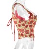 Plant Flowers Bustier Yarn-Dyed Jacquard Oil Painting Style Ink Chrysanthemum Vintage Corset  SML1101