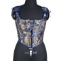 Blue Gold Flower Bustier Half Breast Leaf Print Vest Woman Vintage Chest Wrap Court Corset  SML388