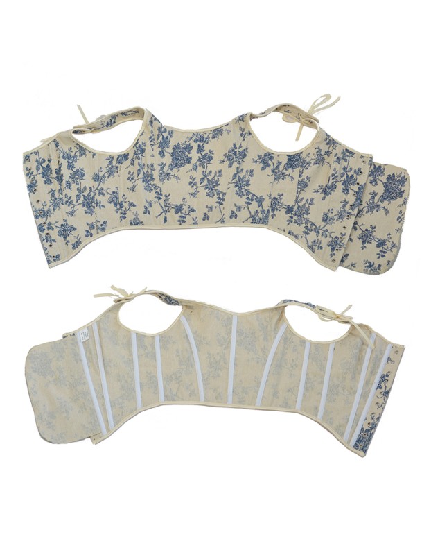 Lace-up Corset Vintage Large Orchid Print Bustier Crop Folded Waistcoat Blouse Corset SML21008