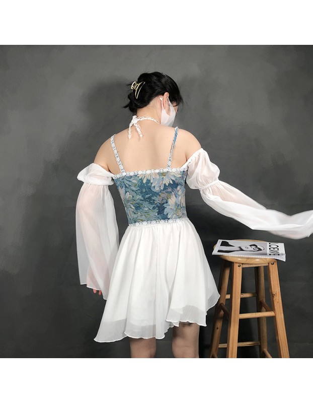 Vintage Bustier Oil Painting Jacquard Embroidery Halter Vest Fishbone Shapewear Lace Corset SML21738