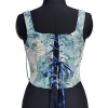 Plant Flowers Bustier Yarn-Dyed Jacquard Oil Painting Style Ink Chrysanthemum Vintage Corset  SML1101