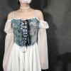 Vintage Bustier Oil Painting Jacquard Embroidery Halter Vest Fishbone Shapewear Lace Corset SML21738