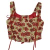 Plant Flowers Bustier Yarn-Dyed Jacquard Oil Painting Style Ink Chrysanthemum Vintage Corset  SML1101