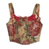 Double Vest Chest Top Butterfly Shoulder Strap Knot Ink Chrysanthemum Fishbone Corset SML1102