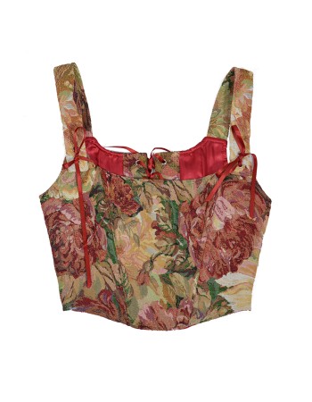 Double Vest Chest Top Butterfly Shoulder Strap Knot Ink Chrysanthemum Fishbone Corset SML1102