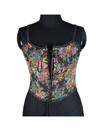 Vintage Bustier Oil Painting Jacquard Embroidery Halter Vest Fishbone Shapewear Lace Corset SML21738