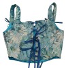Plant Flowers Bustier Yarn-Dyed Jacquard Oil Painting Style Ink Chrysanthemum Vintage Corset  SML1101