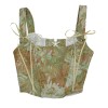 Plant Flowers Bustier Yarn-Dyed Jacquard Oil Painting Style Ink Chrysanthemum Vintage Corset  SML1101