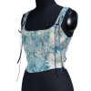Plant Flowers Bustier Yarn-Dyed Jacquard Oil Painting Style Ink Chrysanthemum Vintage Corset  SML1101