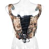 Plant Flowers Bustier Yarn-Dyed Jacquard Oil Painting Style Ink Chrysanthemum Vintage Corset  SML1101