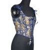 Blue Gold Flower Bustier Half Breast Leaf Print Vest Woman Vintage Chest Wrap Court Corset  SML388