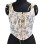 Lace-up Corset Vintage Large Orchid Print Bustier Crop Folded Waistcoat Blouse Corset SML21008