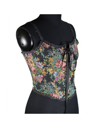 Vintage Bustier Oil Painting Jacquard Embroidery Halter Vest Fishbone Shapewear Lace Corset SML21738