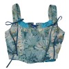 Plant Flowers Bustier Yarn-Dyed Jacquard Oil Painting Style Ink Chrysanthemum Vintage Corset  SML1101