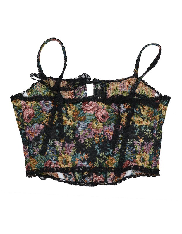 Vintage Bustier Oil Painting Jacquard Embroidery Halter Vest Fishbone Shapewear Lace Corset SML21738