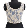 Lace-up Corset Vintage Large Orchid Print Bustier Crop Folded Waistcoat Blouse Corset SML21008