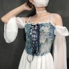 Vintage Bustier Oil Painting Jacquard Embroidery Halter Vest Fishbone Shapewear Lace Corset SML21738